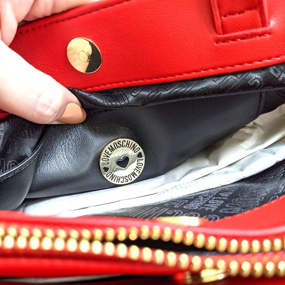 New Love Moschino Borsa Pu Rosso Red Satchel Bag - Picture 13 of 16